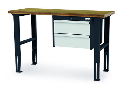 CL156040HV06_simplaflex Arbeitstisch 1500x600x760-1060 mm, 2 Schubladen, höhenverstellbar, 200 kg Tragkraft