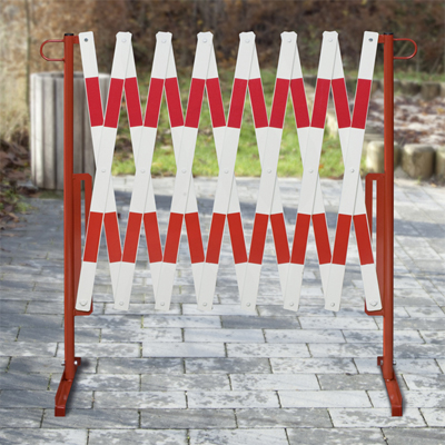 340B1508 Schwere Scherensperre, 4000 x 1000 mm, rot-weiß für schnelles Absperren