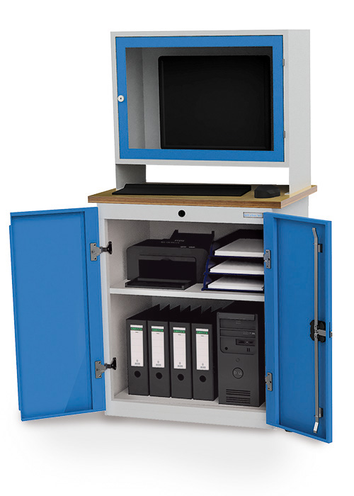 Computerschrank mit Monitoraufsatz, Arbeitsplatte , Unterschrank, Fach, 1200x700x1646 mm