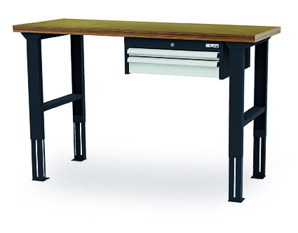 CL156040HV01_simplaflex Arbeitstisch 1500x600x760-1060 mm, 2 Schubladen, höhenverstellbar, 200 kg Tragkraft