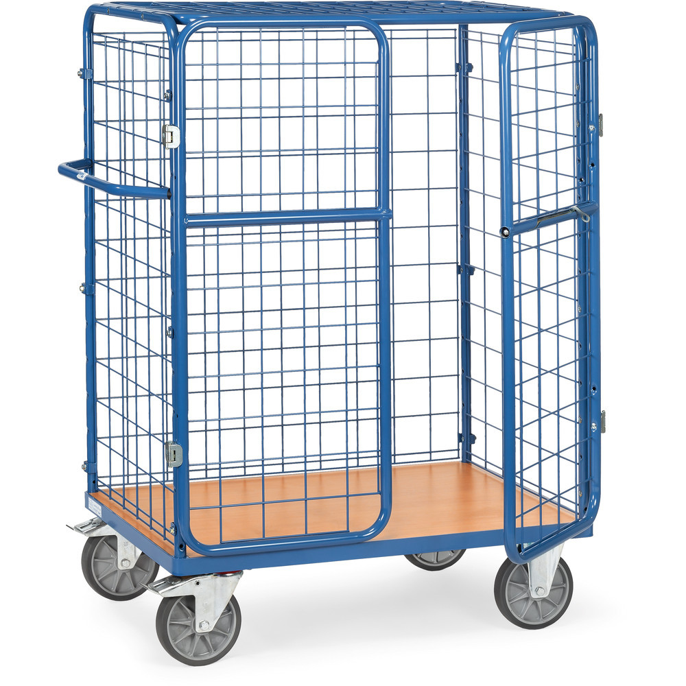 Paketwagen mit Dach + Türen 1552x1000x700 mm aus Drahtgitterwänden 600 kg Tragkraft Paketwagen mit Dach + Türen 1552x1000x700 mm aus Drahtgitterwänden 600 kg Tragkraft