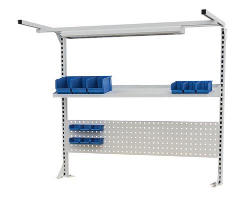 03_900_15_320A_B_H Multi-Wand für Werkbänke 1500 mm Breite mit Beleuchtung Aufbau 1500x1250 mm, inkl. Zubehör