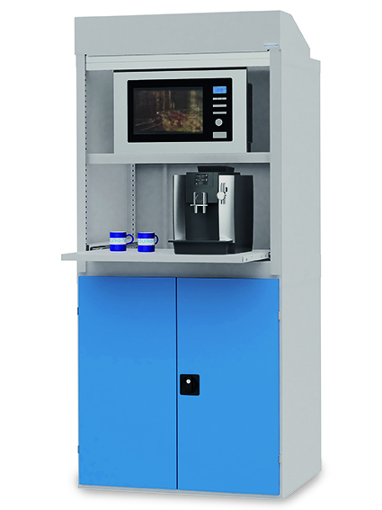 Werkstatt-Kaffeeschrank mit Rollladen, abschließbar Werkstatt-Kaffeeschrank mit Rollladen, abschließbar