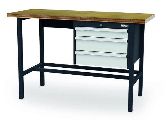 CL1560AT05_simplaflex Arbeitstisch 1500x600x760-1060 mm, 3 Schubladen, höhenverstellbar, 200 kg Tragkraft