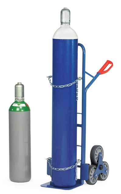 Stahlflaschen-Treppenkarren 200 kg Tragkraft, 1x20-50 Liter, 2 x 3-fach Radsterne