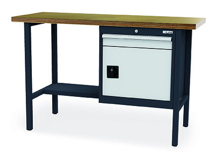 CL6002KW15_Simplaflex Kastenwerkbank 1500x600x960 mm,1 Flügeltür, 1 Schublade, 1 Ablage, 800 kg Tragkraft, anthrazit