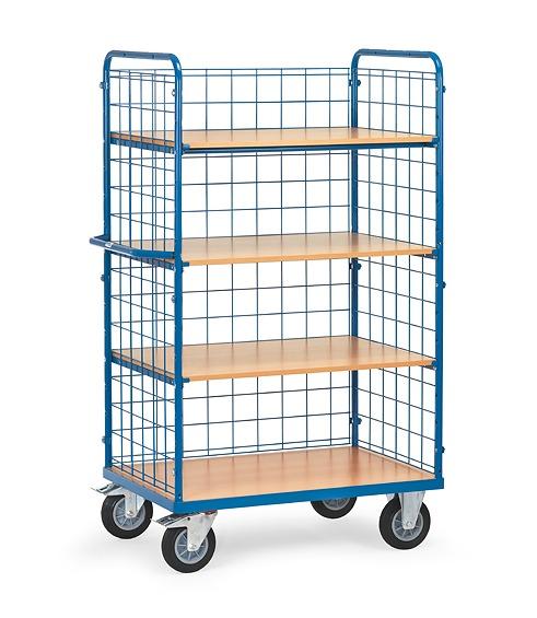 Etagenwagen_mit_Drahtgitterwaenden_und_4_Boeden_500_kg_Tragkraft_8413-1 Etagenwagen mit Drahtgitterwänden und 4 Böden 500 kg Tragkraft