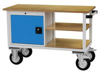 04_12_90_B Mobile Werkbank 1200x540x820 mm 500 kg Tragkraft 2 Holzfachböden1 Flügeltür fahrbar