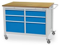 04_12_23V Mobile Werkbank 1250x750x935 mm, 500 kg Tragkraft, 6 Schubladen