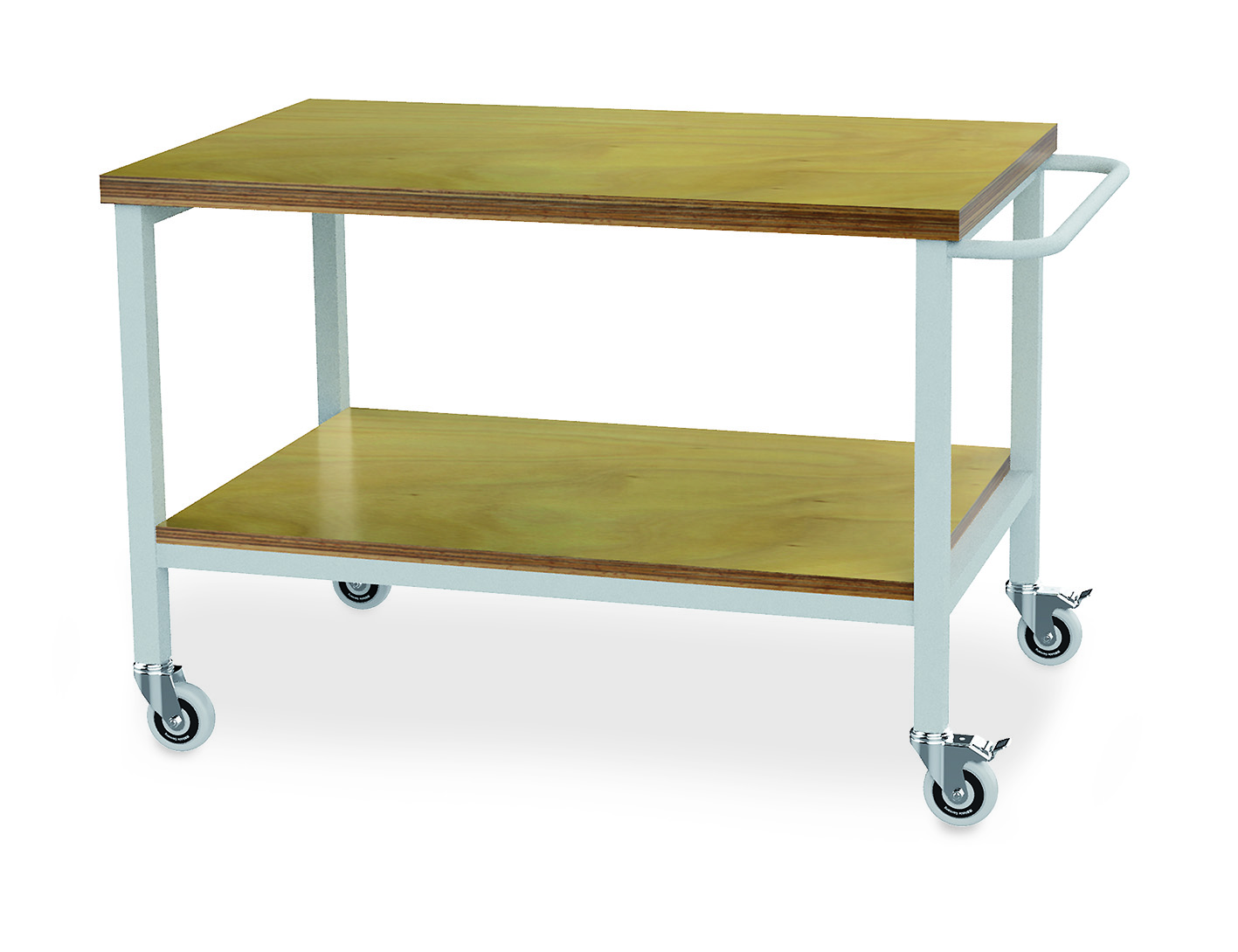 04_12_01A_B-H Mobile Werkbank 1250x750x859 mm, 400 kg Tragkraft, 2 Holzfachböden, fahrbar
