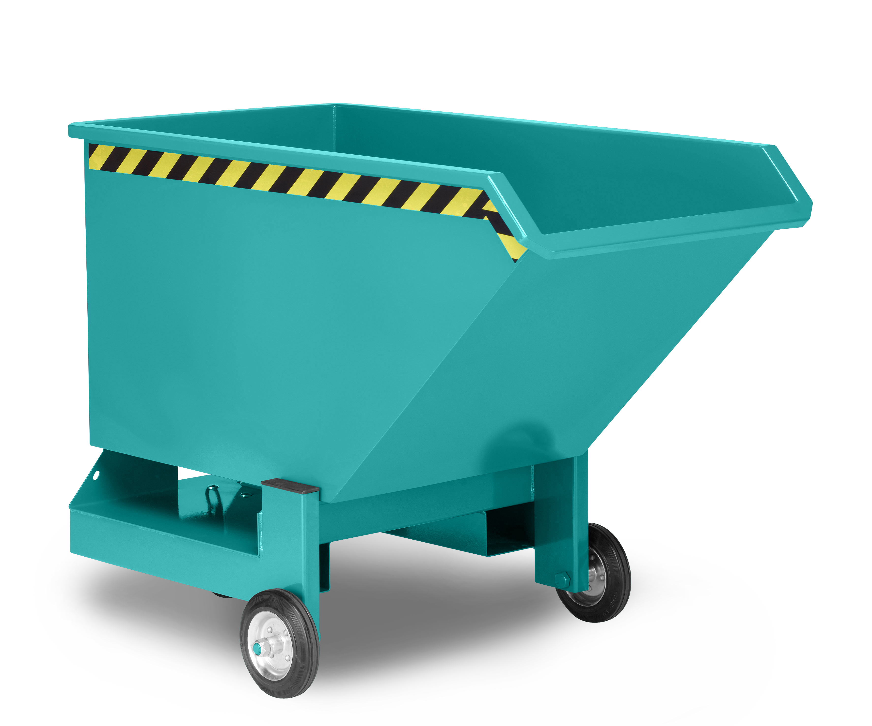 Kastenwagen-RKW-RAL-5018-Solo Stapler-Kippbehälter RKW 0,25 m³ Inhalt, 600 kg Tragkraft, mit Rollen, RAL 5018 türkisblau