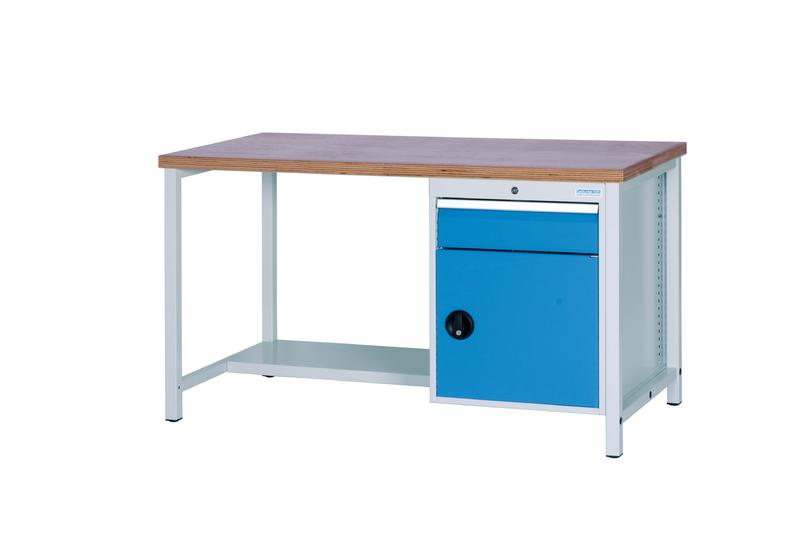 Werkbank_1500x750x859_mm_1000_kg_Tragkraft_03_14_12VA Werkbank, 1500x750x859 mm, 1000 kg Tragkraft, 1 Schublade, 1 Schrank