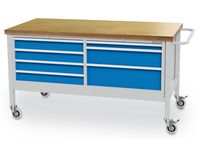 04_15_43V Mobile Werkbank 1500x750x860 mm, 400 kg Tragkraft, 7 Schubladen