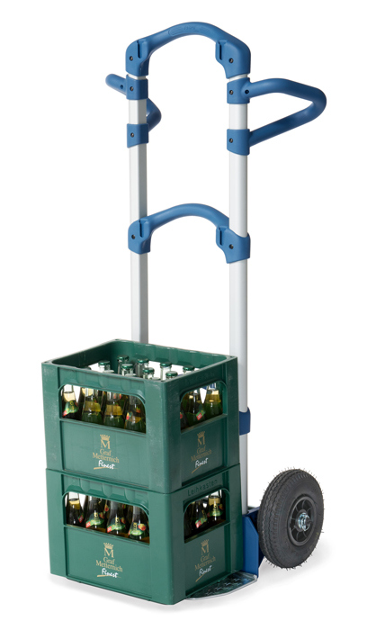 1722_fetra_Kompaktkarre-Wuppi_live Alu Getränkekarre WUPPI 200 kg Tragkraft einklappbare Schaufel 425x165 mm Höhe 1250 mm