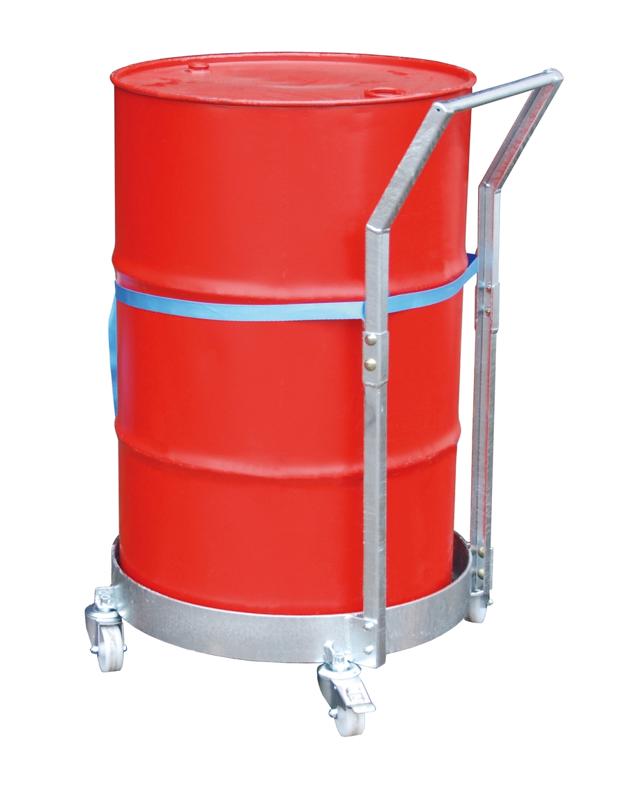 FRW-III-1 Fassroller / Fasswagen 300 kg Tragkraft für Fässer bis Ø 600 mm mit Schiebebügel und Wanne