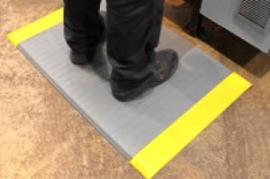Arbeitsplatzmatte Orthomat® Ribbed, grau/gelb 1200 mm x lfd. Meter
