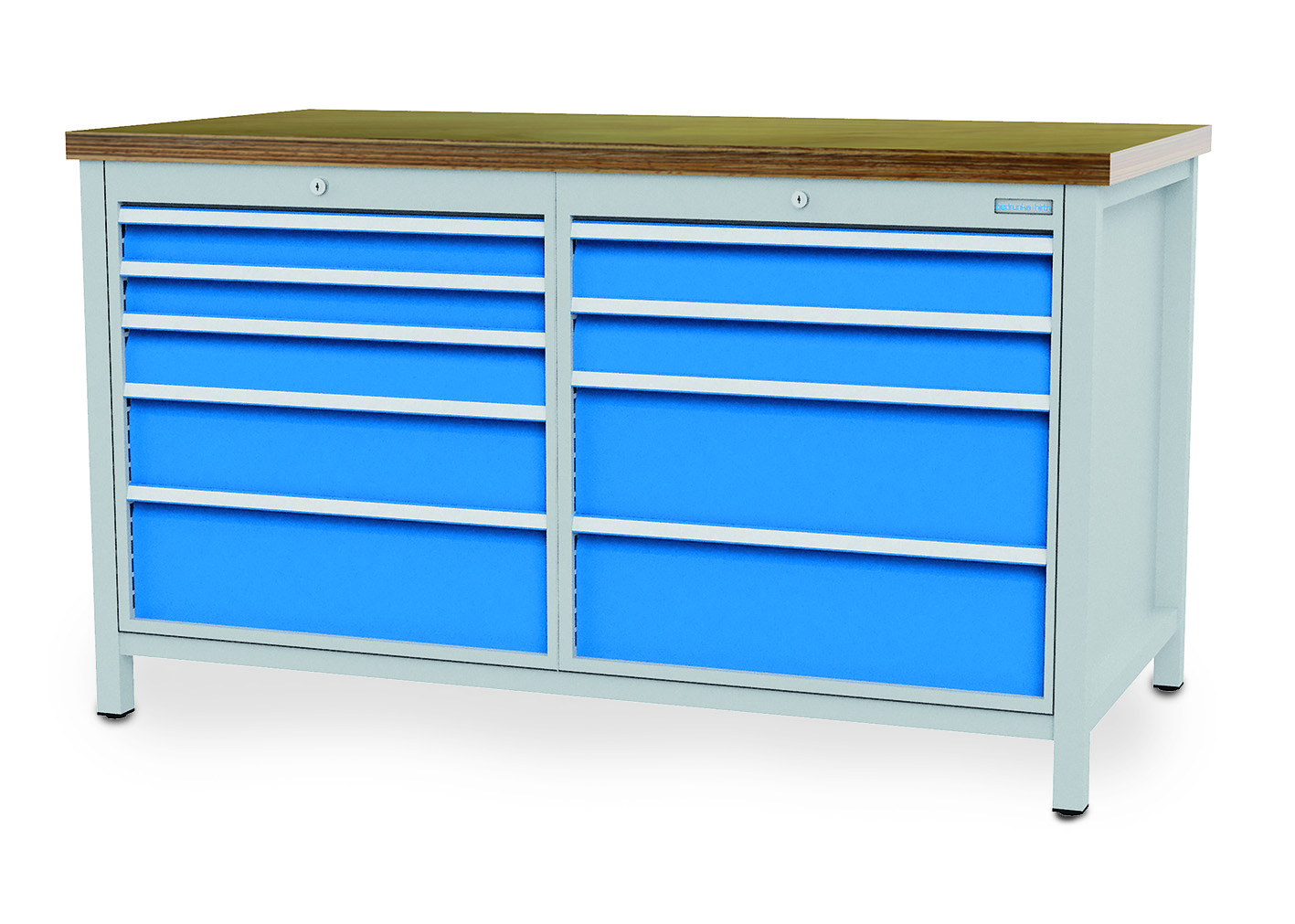 03_15_55VA_B-H Kastenwerkbank 1500x750x859 mm, mit 9 Schubladen, 1000 kg Tragkraft