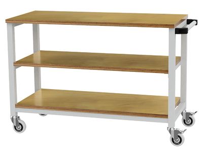 csm_04_512_20Z_B_H_7038784e1b Mobile Werkbank 1200x540x880 mm, 400 kg Tragkraft, 3 Etagen, 2 verschraubte Holzfachböden, fahrbar