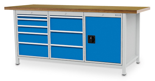 03_19_36V_B_H Kastenwerkbank 2000x750x859 mm 1 Schrank, 8 Schubladen, Tragkraft 1000 kg