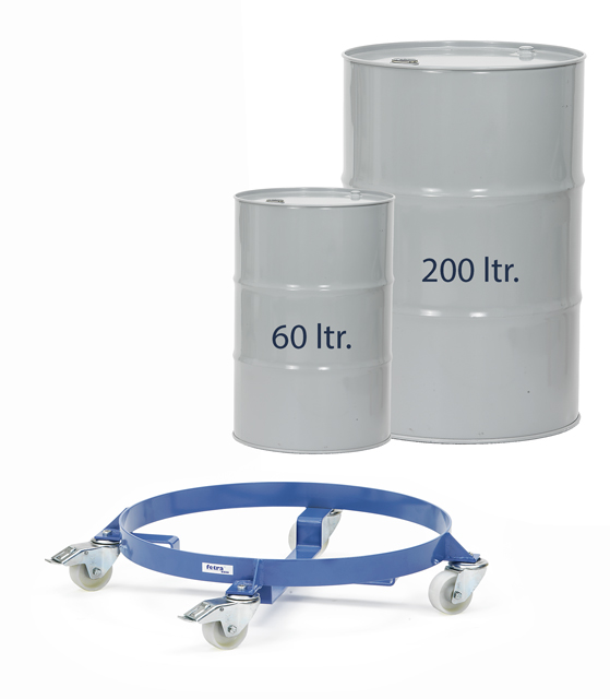 Fassroller 250 kg Tragkraft, 60 und 200 Liter Fässer, Ø 420/610 mm, Lenkrollen