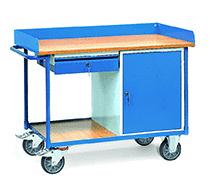 Werkstattwagen_mit_Arbeitsplatten_400_kg_Tragkraft_1120x650_mm_2436 Werkstattwagen mit Schrank und Schublade, 400 kg Tragkraft, 1120x650 mm