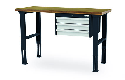 CL156040HV03_simplaflex Arbeitstisch 1500x600x760-1060 mm, 3 Schubladen, höhenverstellbar, 200 kg Tragkraft