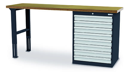 CL7H09171W206_Simplaflex Werkbank 2000x600x1060 mm, 9 Schubladen Breite 700 mm, höhenverstellbar, 1000 kg Tragkraft