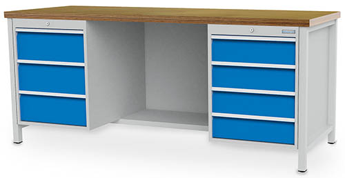 03-19-29V-B-H Kastenwerkbank 2000x750x859 mm, mit 1 Fach, 7 Schubladen, 1000 kg Tragkraft, R 18-24