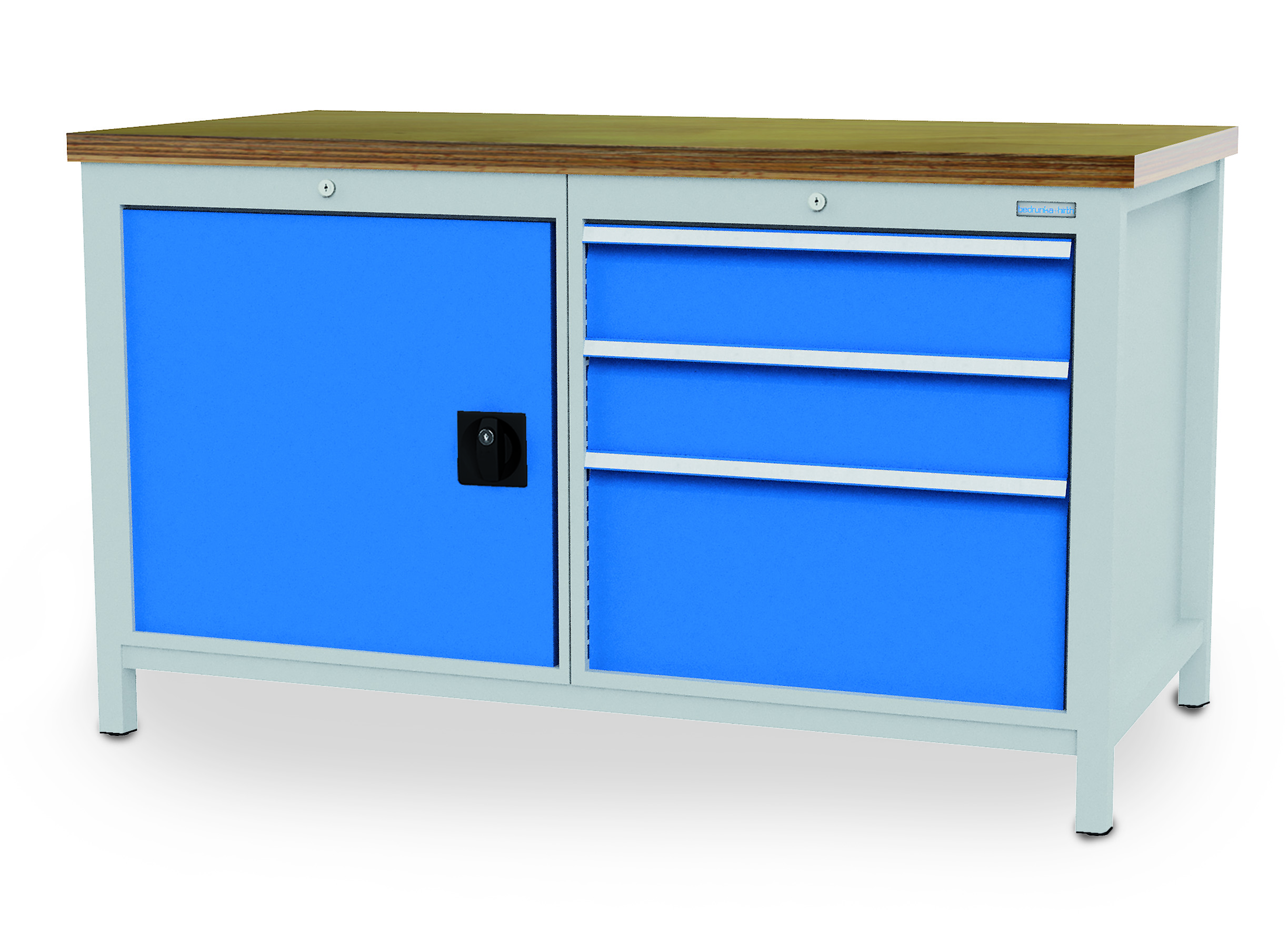03_15_17VA_B-H Kastenwerkbank 1500x750x859 mm, 1 Schrank, 3 Schubladen, 1000 kg Tragkraft