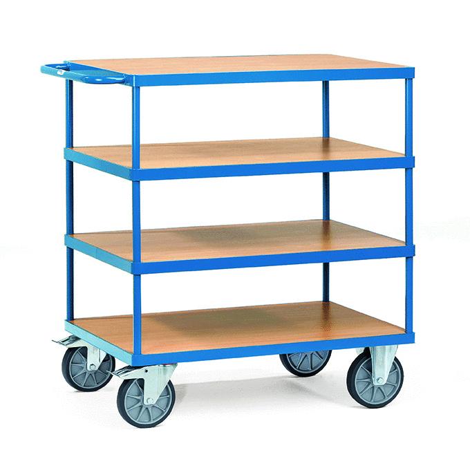 Schwerer_Tisch-_und_Montagewagen_600_kg_Tragkraft_1200x800_mm_2443 Schwerer Tisch- und Montagewagen, 4 Etagen, 600 kg Tragkraft, 1200x800 mm Euro-Format