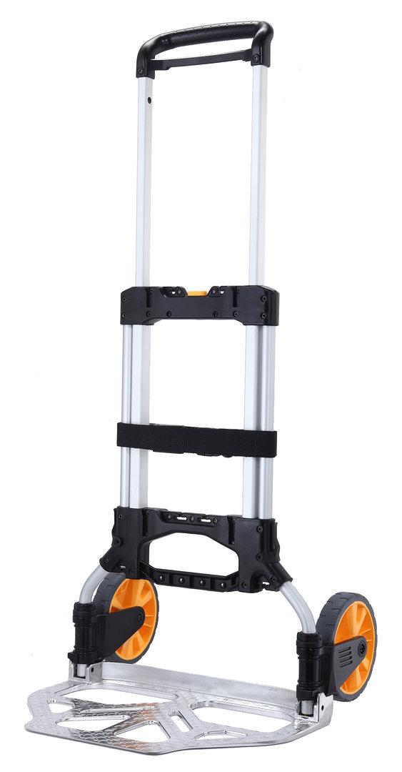 Kompakte_Stapelkarre_klappbar_150_kg_Tragkraft_13703 Kompakte Alu-Stapelkarre mit ausziehbarem Griff, klappbare Schaufel 590x490 mm, 150 kg Tragkraft