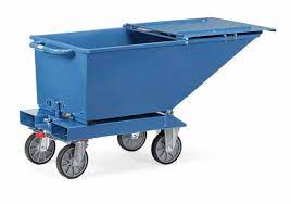 47D1-Rollen Muldenkipper mit Deckel 250 Liter, 750 kg Tragkraft mit Ablasshahn