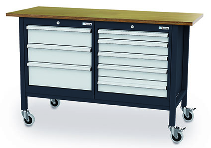 CL6635MKW15_Simplaflex Mobile Werkbank 1500x600x960 mm, 8 Schubladen, 400 kg Tragkraft, fahrbar