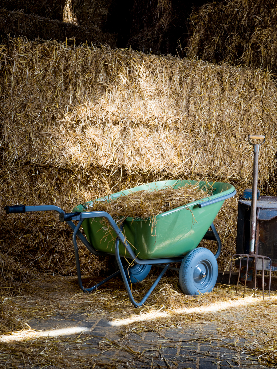 Stall- und Hofkarre, 230 Liter, 250 kg Tragkraft, pannensichere Reifen, Kunststoffmulde HDPE grün