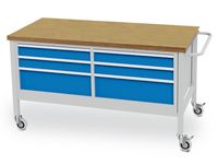 04_15_33V Mobile Werkbank 1500x750x860 mm, 400 kg Tragkraft, 6 Schubladen