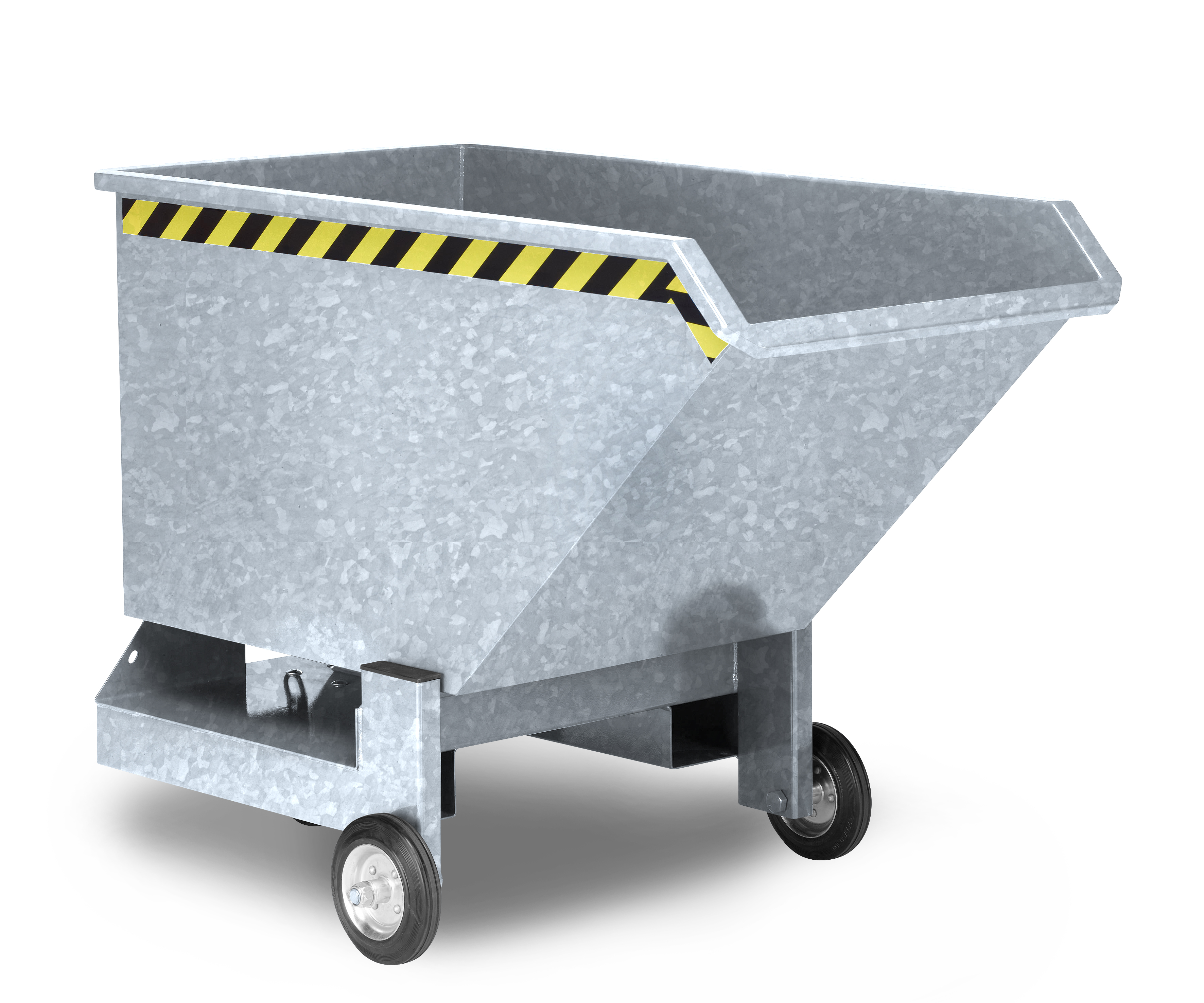 Kastenwagen-RKW-verzinkt-Solo Stapler-Kippbehälter RKW 0,25 m³ Inhalt, 600 kg Tragkraft, mit Rollen, verzinkte Ausführung