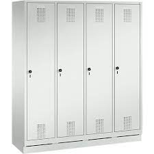 Download-5Ow3dAkVk8GZzM Garderobenschrank Breite 1200 mm Drehriegel (für eigenes Vorhängeschloss) mit Sockel 4 Abteile RAL 7035 lichtgrau