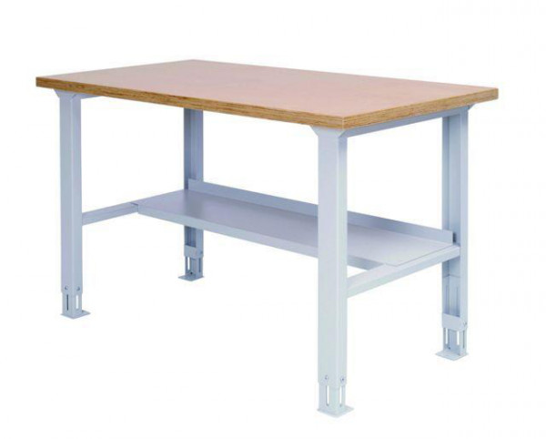 Werkbank mit Ablage, höhenverstellbar 1500x750x859-1059 mm, 200 kg Tragkraft