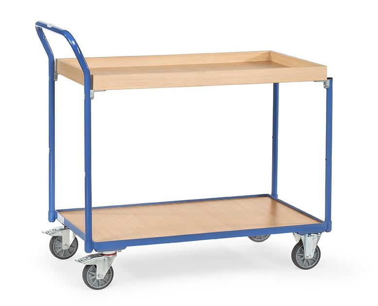 Leichter_Tisch-_und_Werkstattwagen_Abrollkante_300_kg_Tragkraft_1000x600_mm_3742 Leichter Tisch- und Werkstattwagen, 1000x600 mm, 300 kg Tragkraft, Abrollkante, Holzplattformen