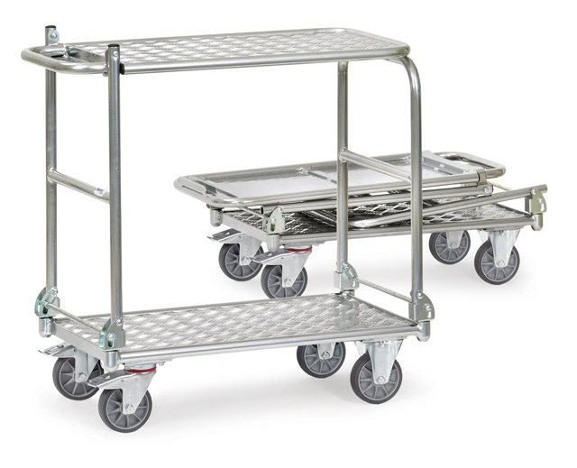 1180 Alu-Klappwagen mit Alu-Tischplattform 720x450 mm, 200 kg Tragkraft, 2 Etagen