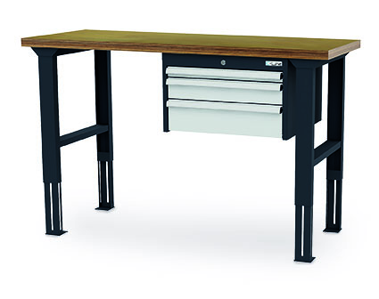 CL156040HV04_simplaflex Arbeitstisch 2000x600x760-1060 mm, 3 Schubladen, höhenverstellbar, 200 kg Tragkraft