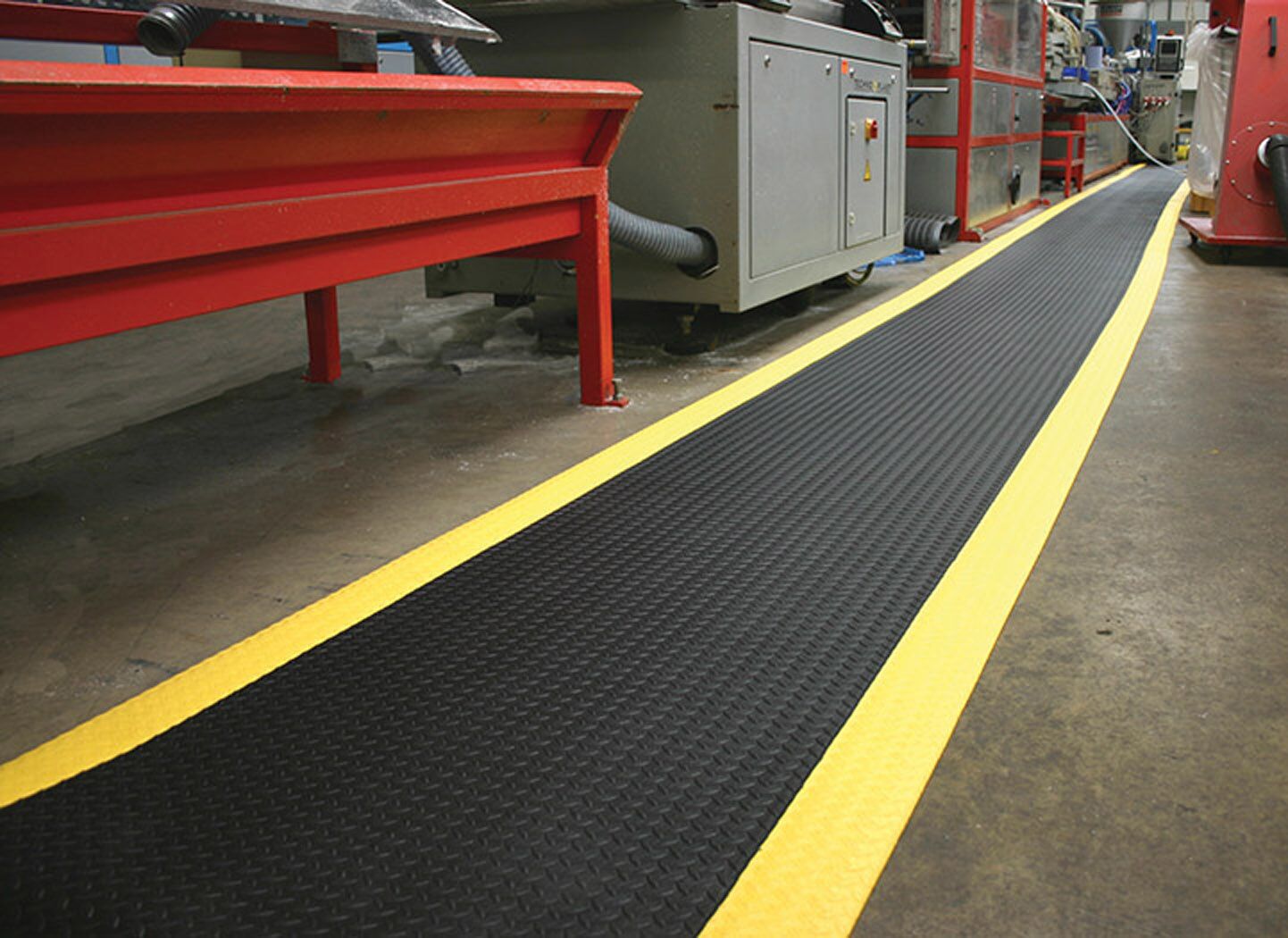 Arbeitsplatzmatte Orthomat® Diamond, schwarz/gelb 900 mm x 18,3 Meter, Rolle