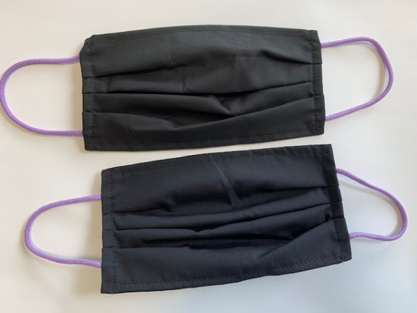 2 Stück Mund - Nasenmasken - black, 65 PE/ 35 CO, 2-lagig, elastische Ohrbänder